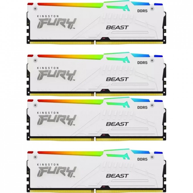 Оперативная память 64Gb DDR5 5200MHz KINGSTON FURY BEAST WHITE RGB () (4x16Gb KIT) KF552C40BWAK4-64